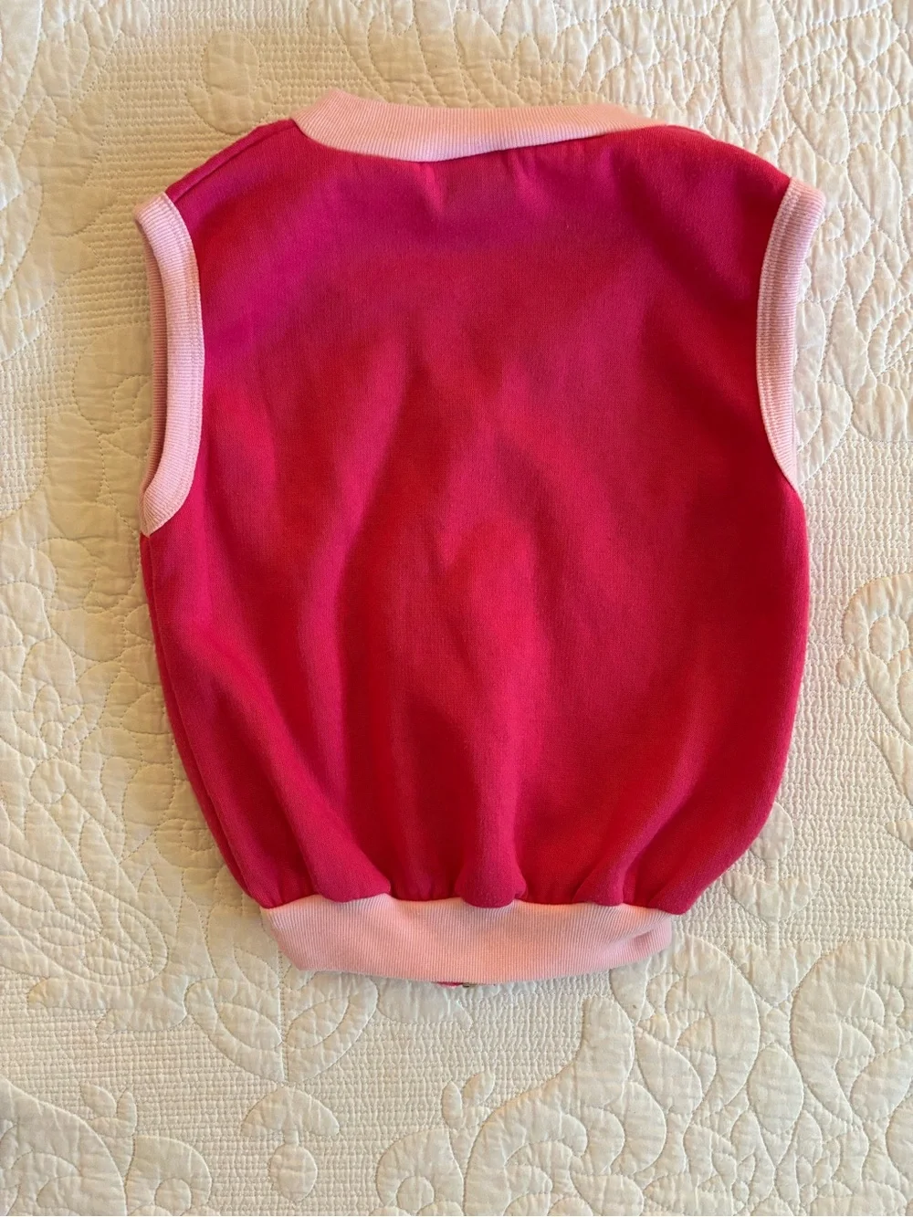 Vintage Double Trouble Pink Sleeveless Zip-Up Vest with Heart Patch